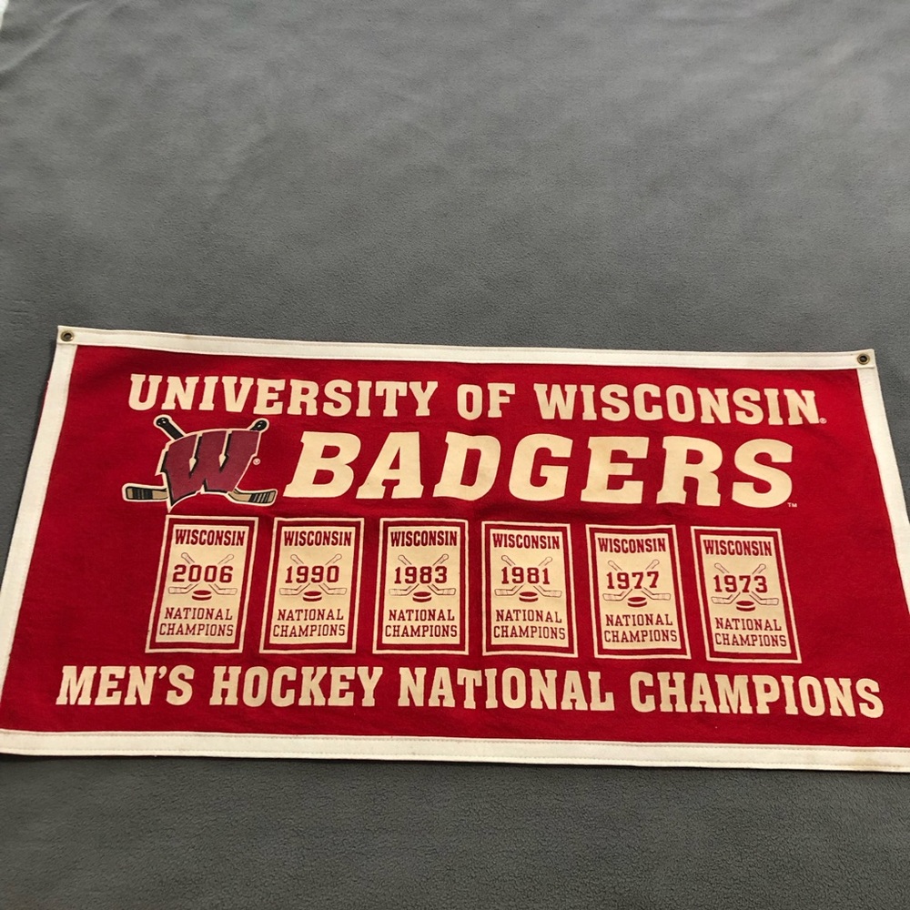 Wisconsin Badgers Men’s Hockey National Champions Banner Please Read Post